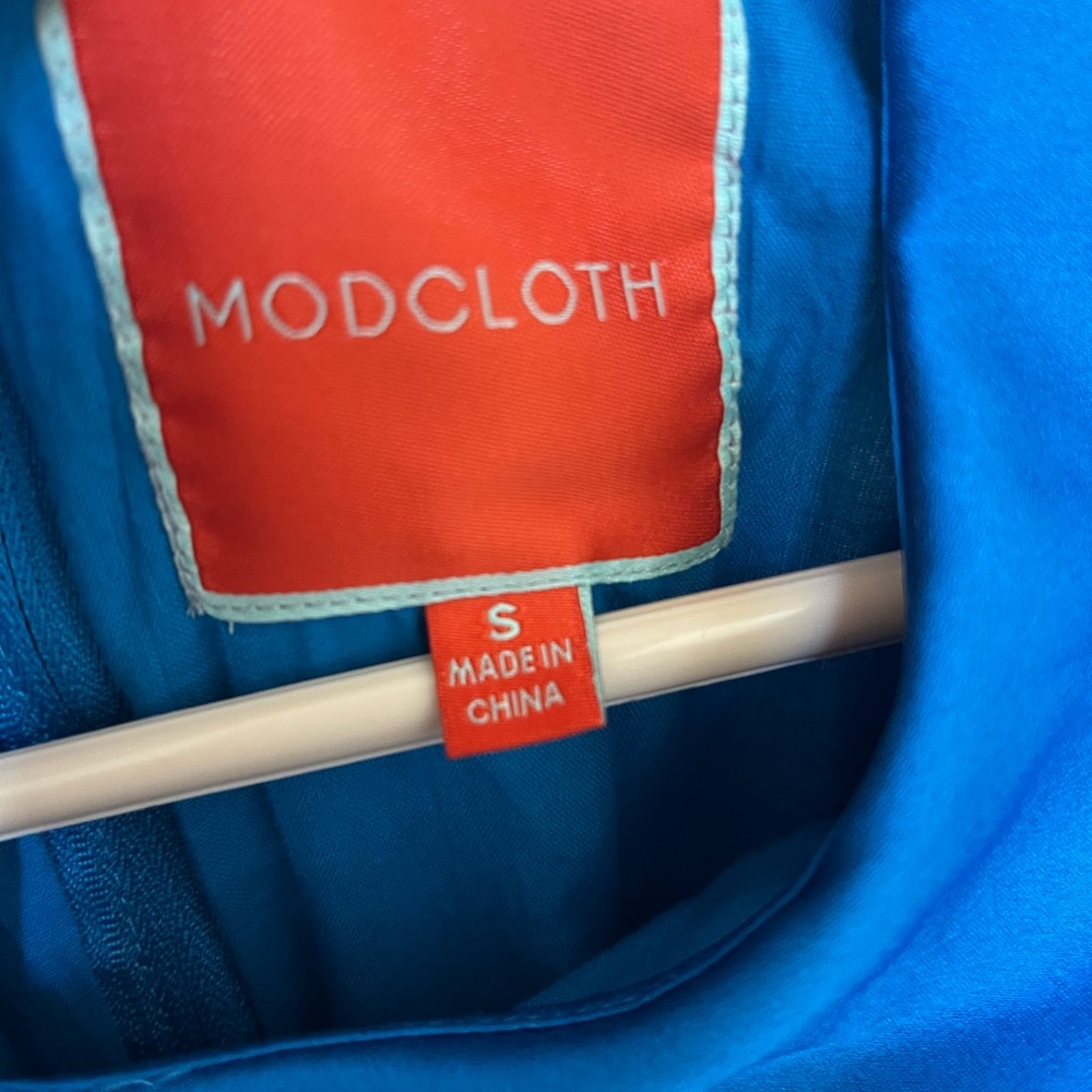 ModCloth Blue Multicolor Ski Animal Print Fit-and-Flare Dress - Picture 3 of 6